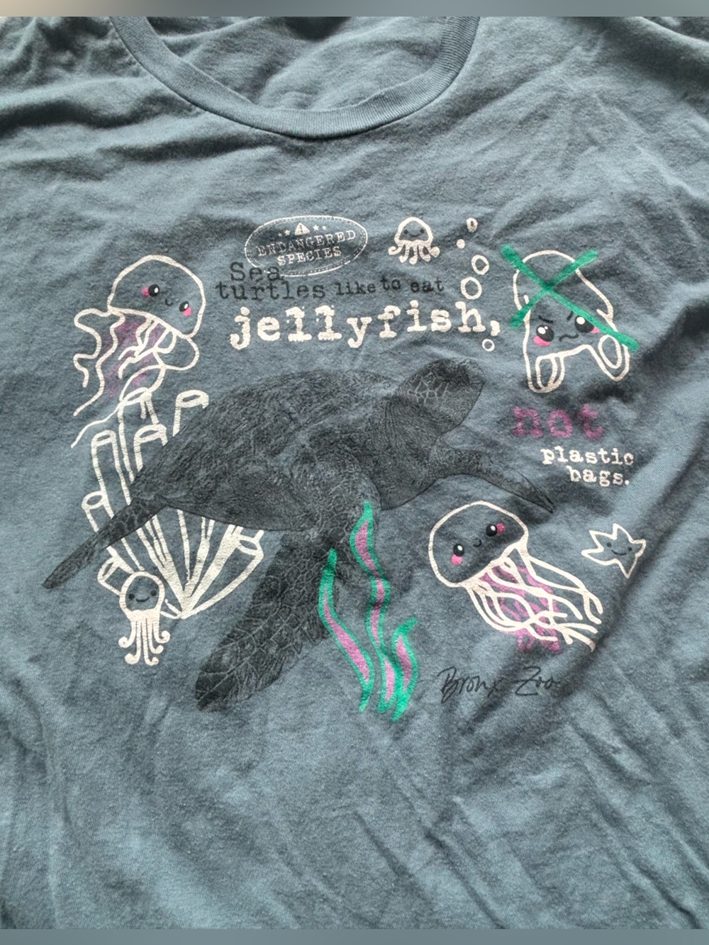 Tultex Blue Graphic Jellyfish & Sea Turtle Tee